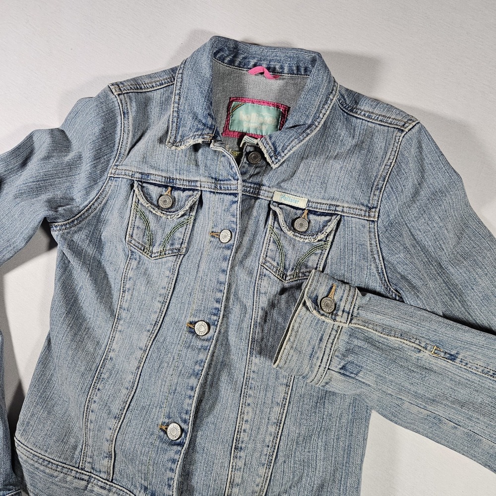 Vintage Hollister Co. Jacket Women's Stretch Denim Y2K Trucker Jean Jacket - Picture 3 of 8